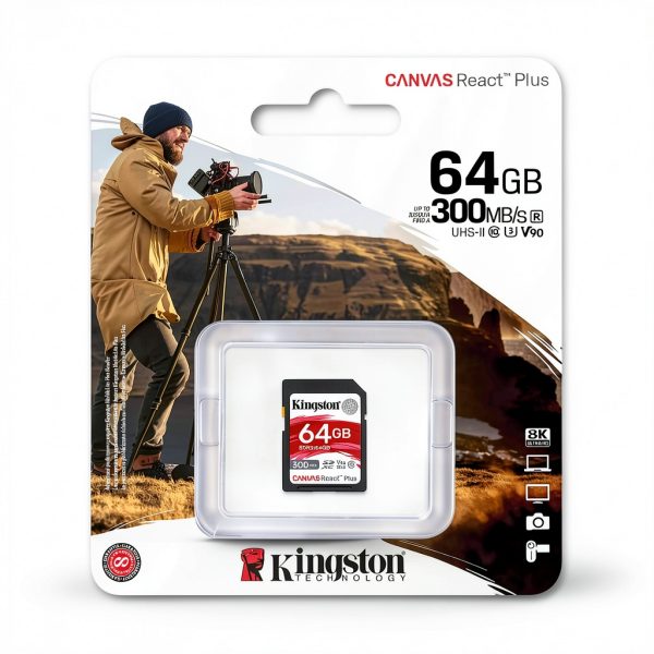 Kingston Canvas React Plus 64GB UHS-II V90 SD Card-1
