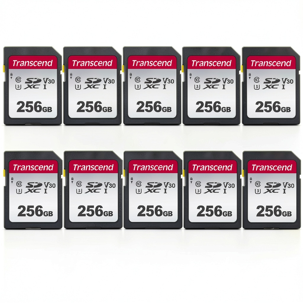 Transcend 256GB SDXC memory card in use with a DSLR camera