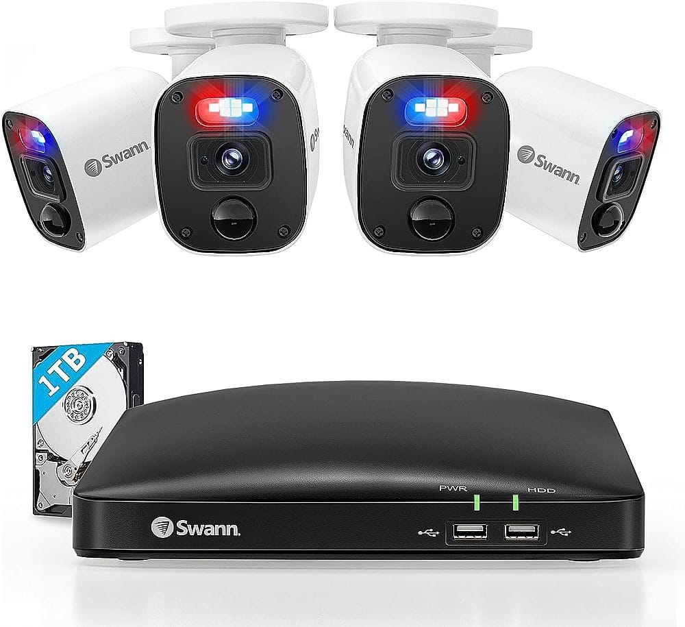 Swann 1080p HD Security Camera System installed on a building exterior