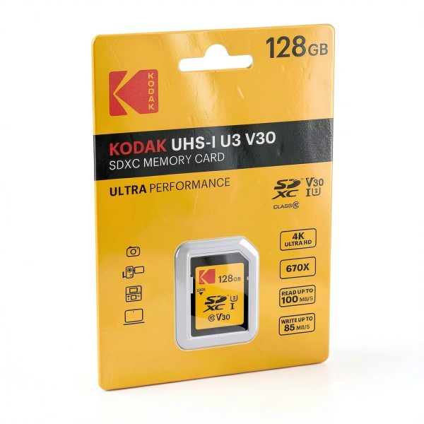Kodak 128GB SDXC Card 4K Video Speed U3 V30-1