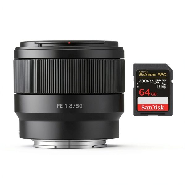 Sony FE 50mm f/1.8 Lens Bundle with 64GB Card-0