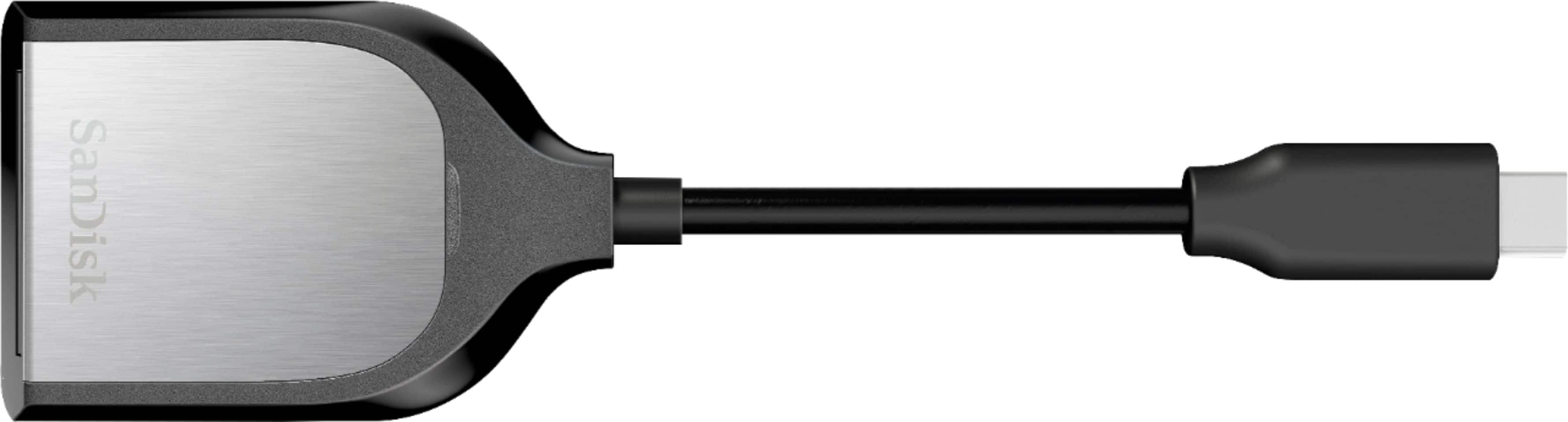 SanDisk SD UHS-II card reader connected to a laptop showing fast file transfer