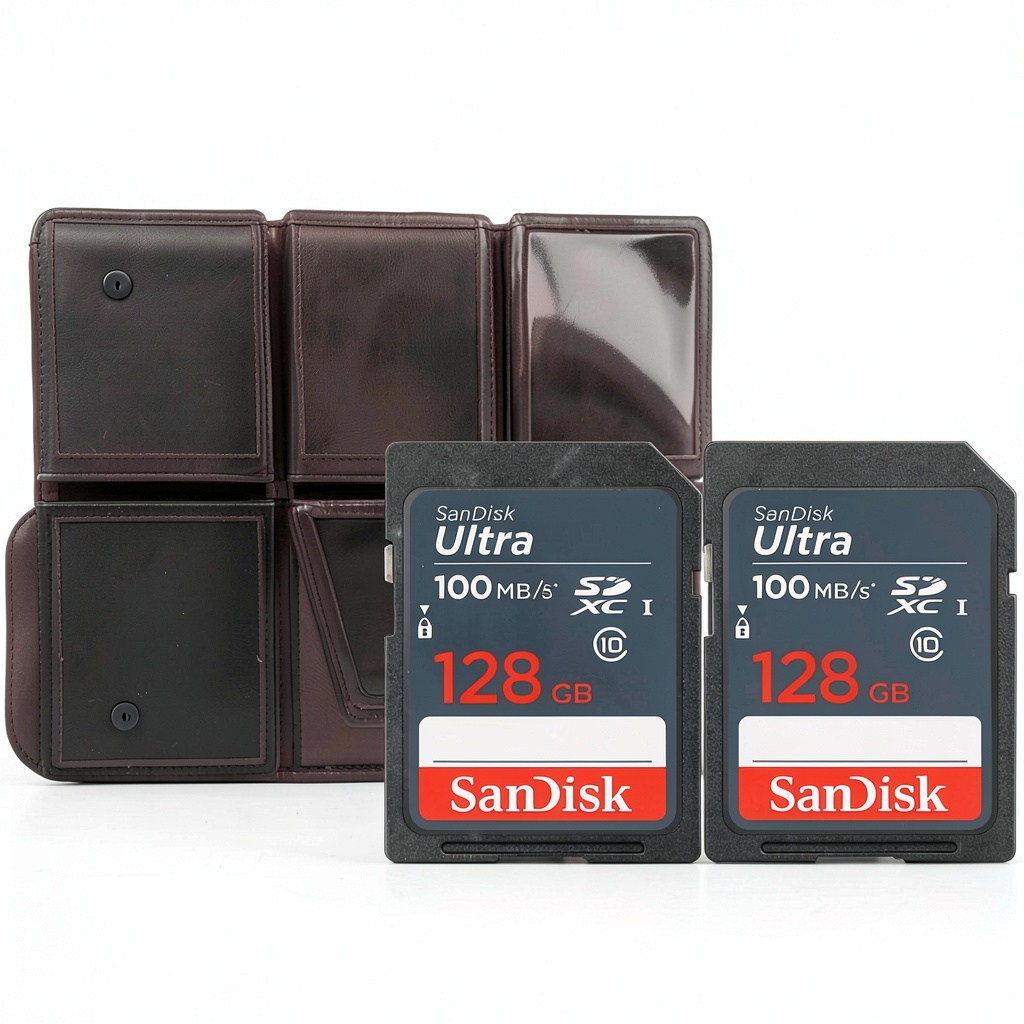 SanDisk Ultra 128GB SDXC memory card bundle with holder